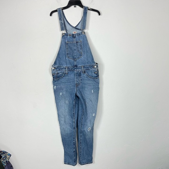 Levi's Denim - Levis Overalls Original Medium Wash Tapered Leg Slim One Piece Jumpsuit Blue
